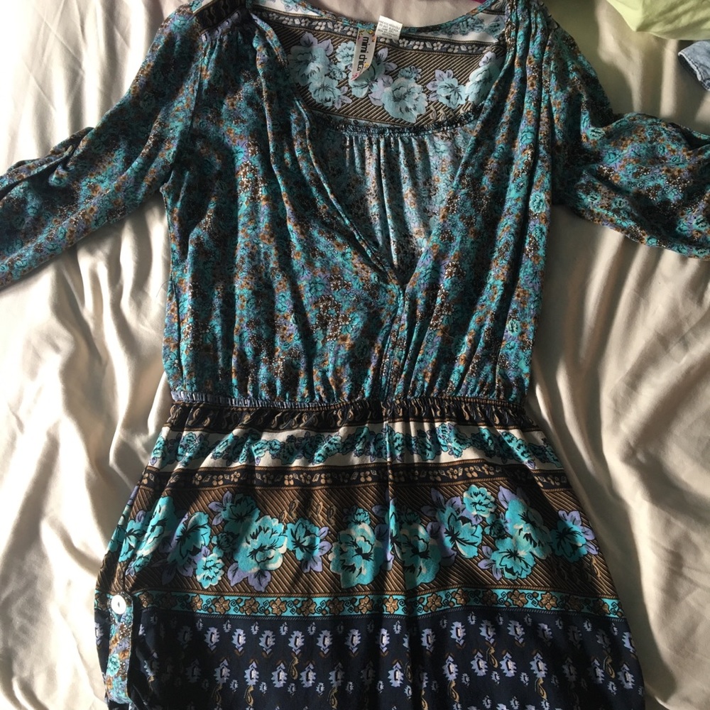 Blue Patterned Romper